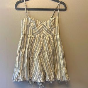 white and blue striped romper